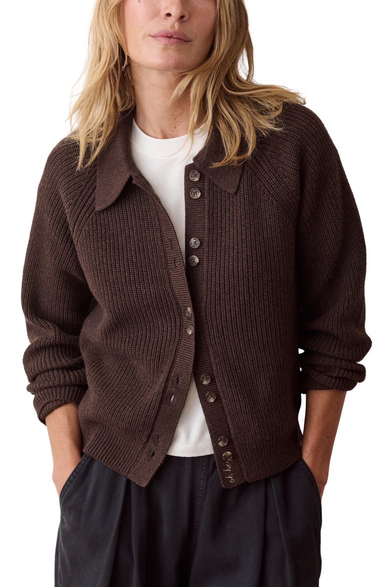 Parker Cotton & Merino Wool Blend Cardigan, Main, color, CHOCOLATE