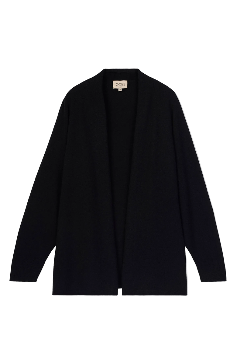 Gobi Cashmere Cashmere Open-Front Cardigan, Main, color, Black