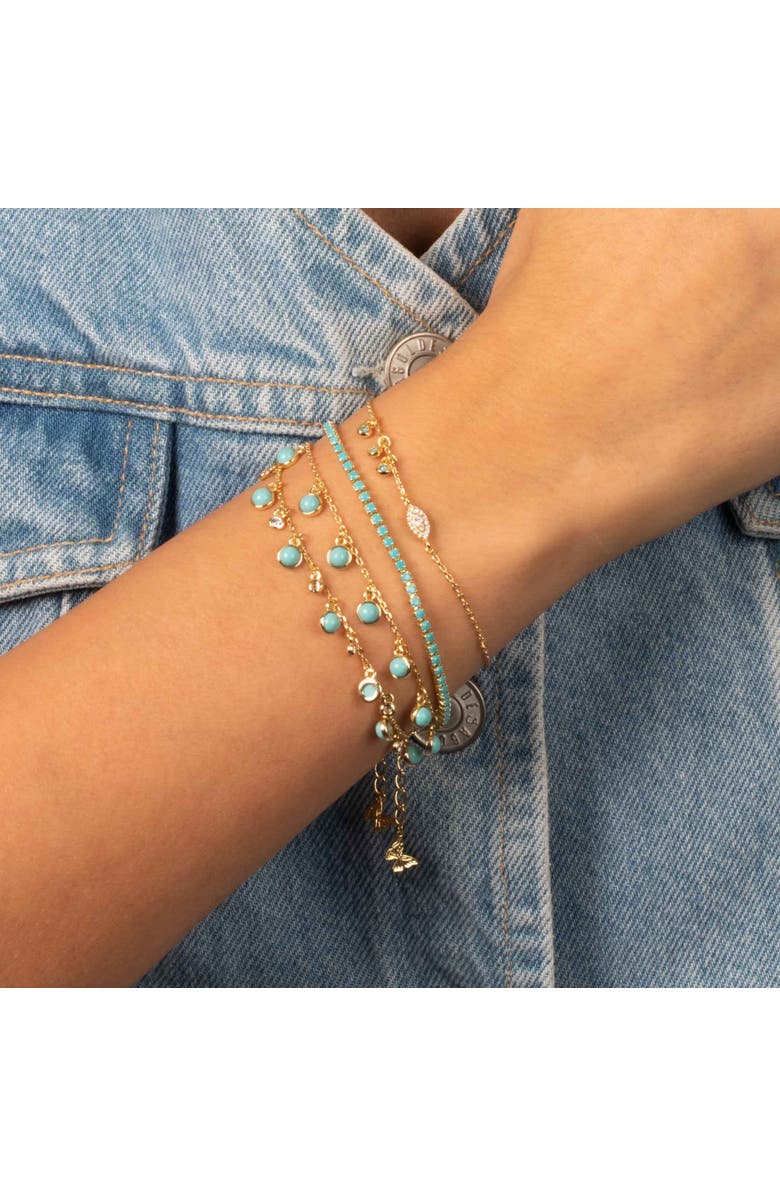 BY ADINA EDEN Evil Eye X Dangling Turquoise Bezel Bracelet, Alternate, color, Gold