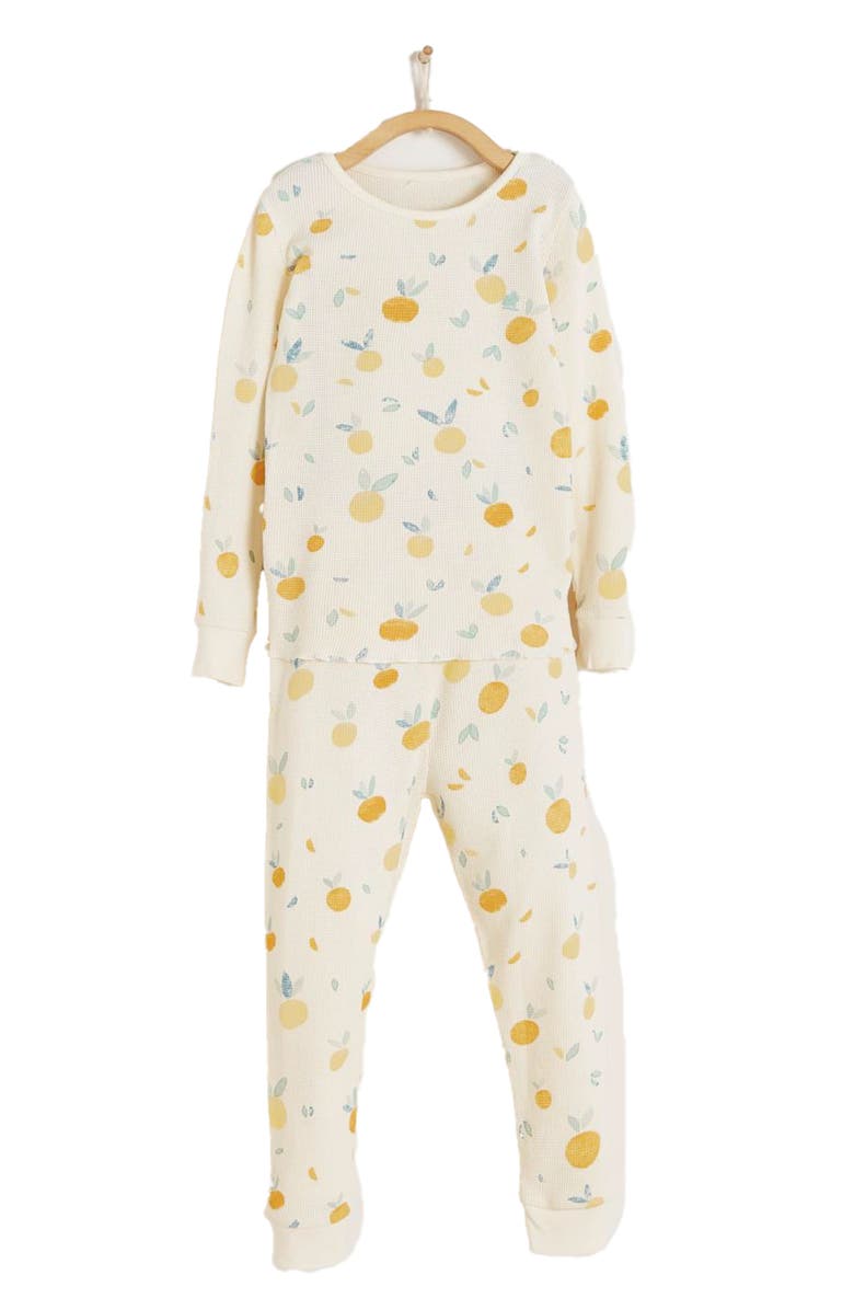 Babycottons Premium Cotton Nature Waffle Snug 2PC Pajamas For Toddler, Main, color, Off White