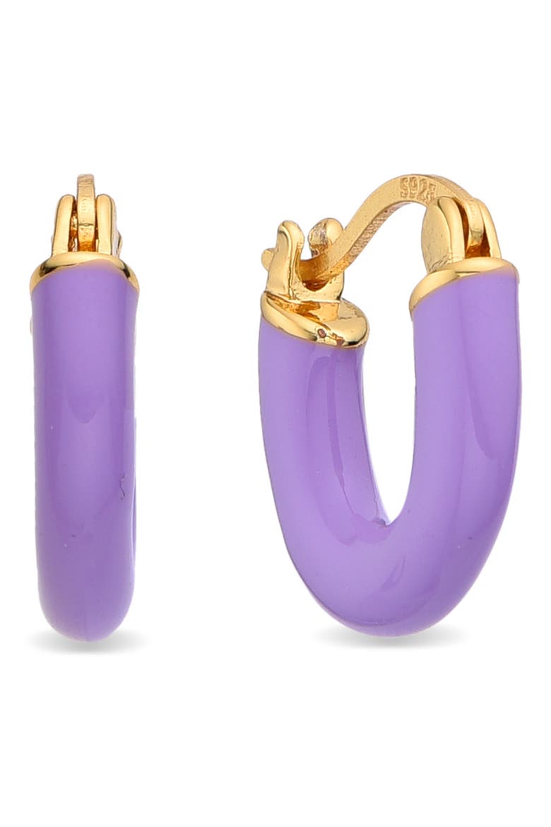 Gabrielle Enamel Huggie Hoop Earrings, Main, color, GOLD