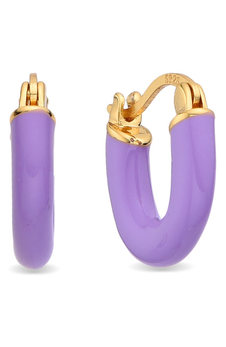 EYE CANDY LOS ANGELES Gabrielle Enamel Huggie Hoop Earrings, Main, color, Gold