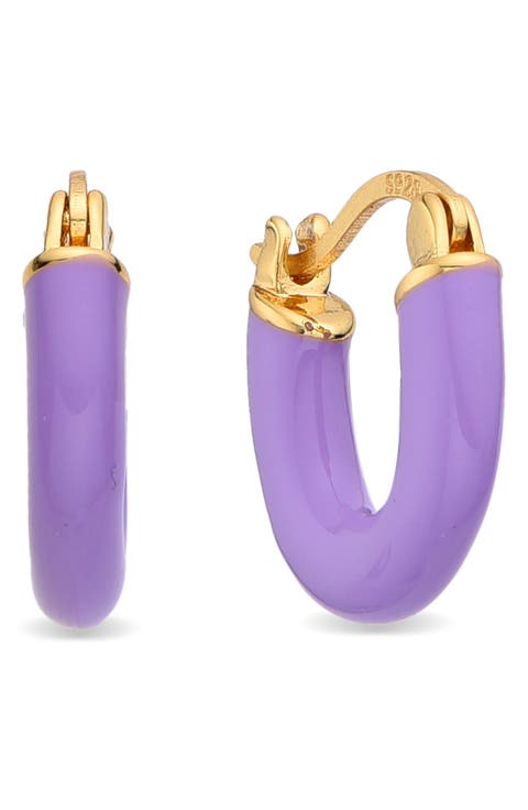 Gabrielle Enamel Huggie Hoop Earrings