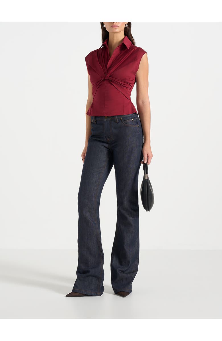 Manière De Voir Yvette Gathered Twist Sleeveless Top, Main, color, Wine Red