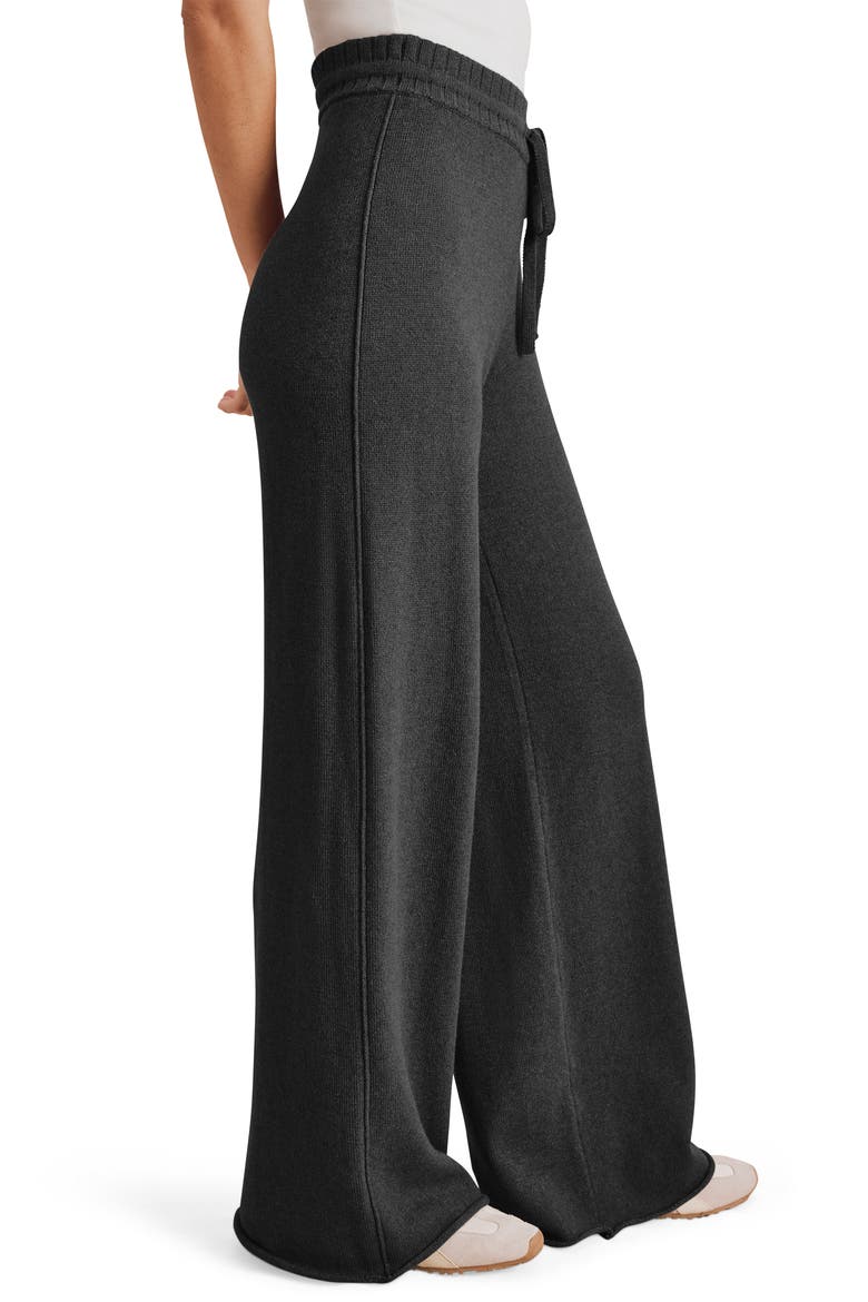 Haven Tie Waist Sweater Pants, Alternate, color, BLACK