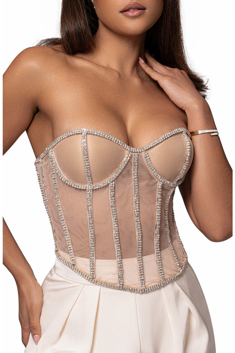 Rhinestone Corset Top, Alternate, color, IVORY