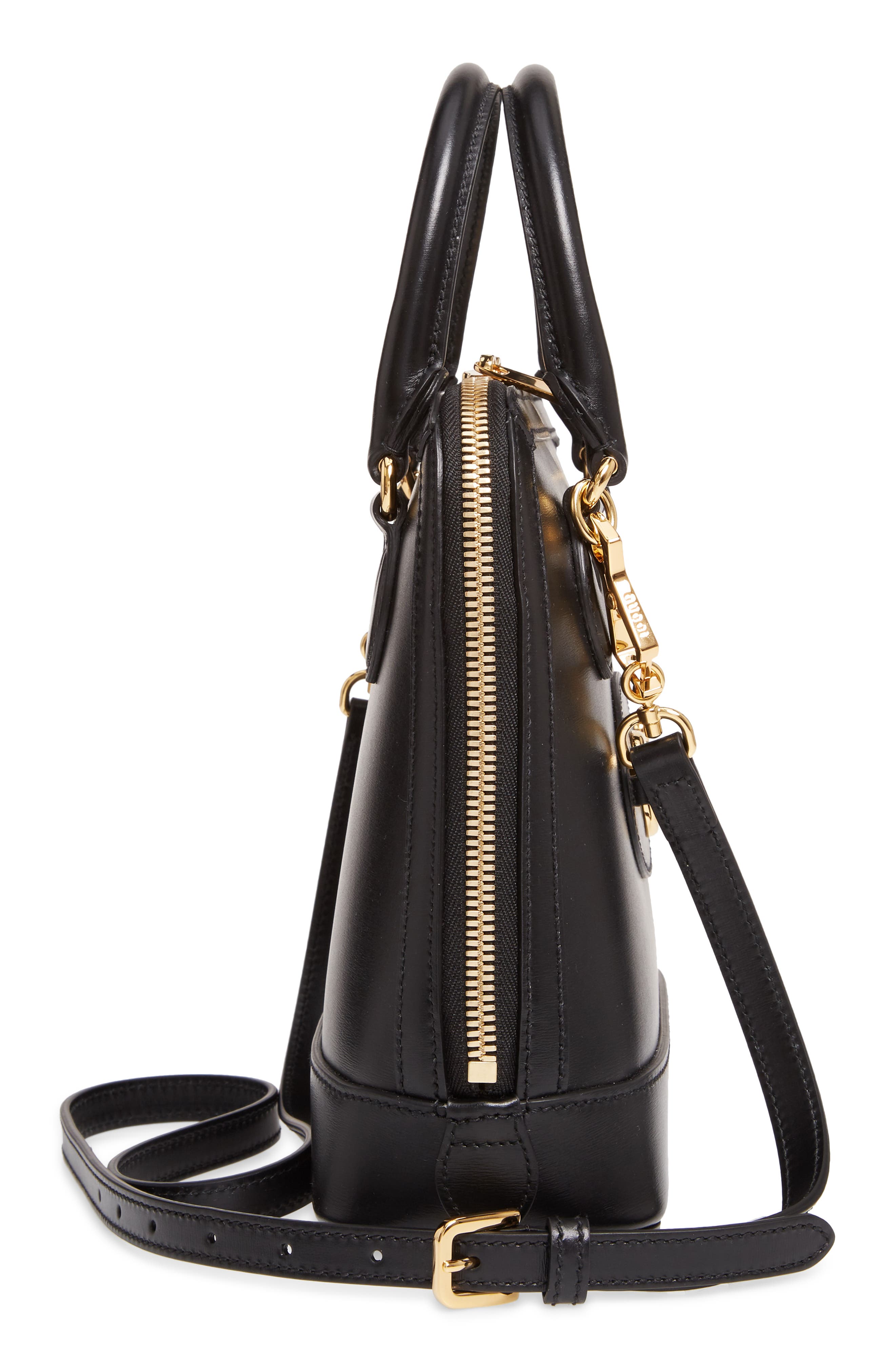 Small 1955 Horsebit Leather Satchel, Alternate, color, BLACK