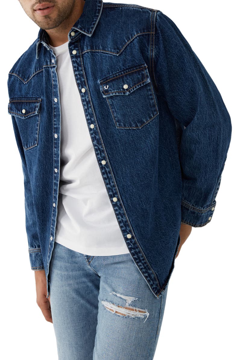True Religion Brand Jeans True Religion Western Denim Shirt, Alternate, color, 