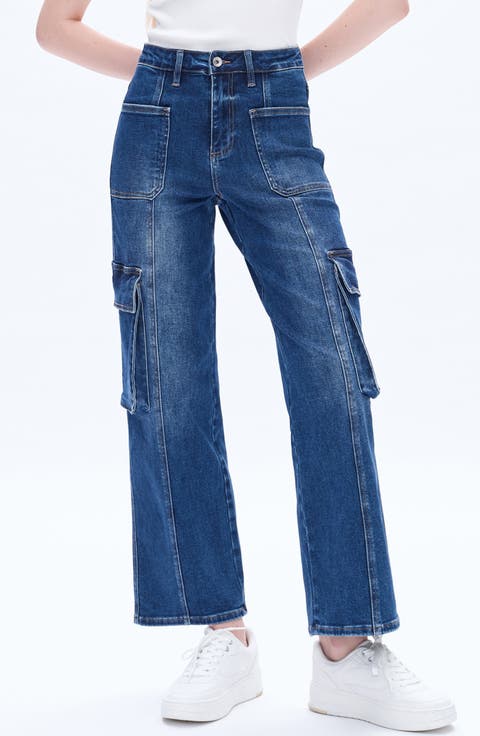High Waist Wide Leg Cargo Jeans
