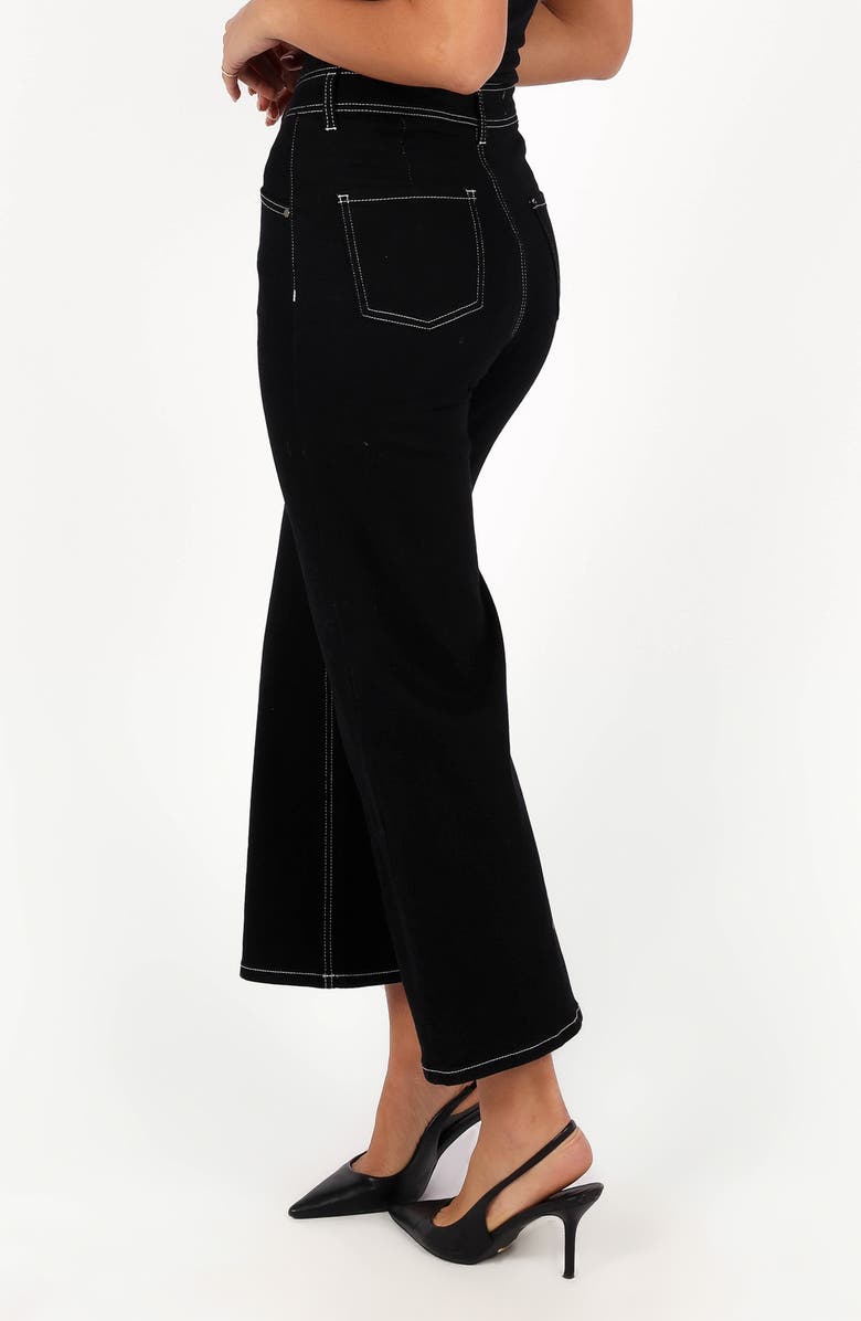 Petal & Pup Parson Topstitch Detail Crop Wide Leg Pants, Alternate, color, Black