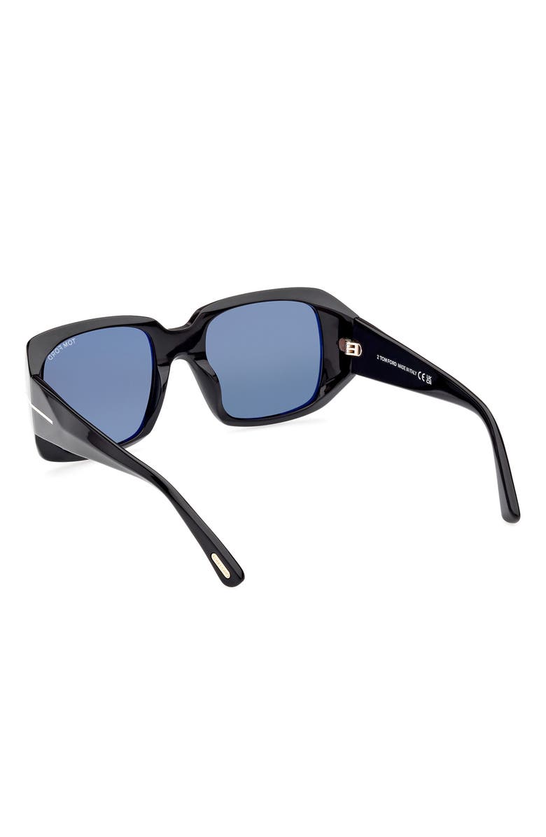 TOM FORD Ryder-02 51mm Square Sunglasses, Alternate, color, Shiny Black / Blue