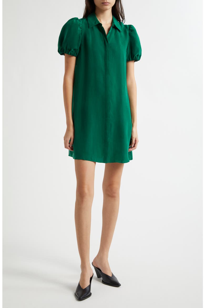 Jem Puff Sleeve Mini Shirtdress, Main, color, FOREST GREEN