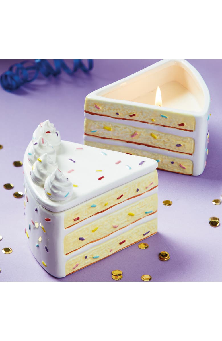tag Sprinkle Cake Slice Candle White Multi Earthenware Everyday, Alternate, color, White