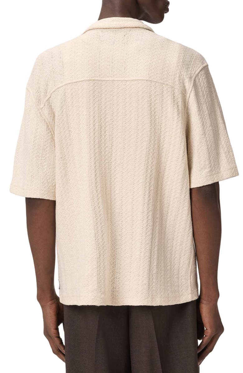 AllSaints Trace Textured Cotton Camp Shirt, Alternate, color, Cottage White