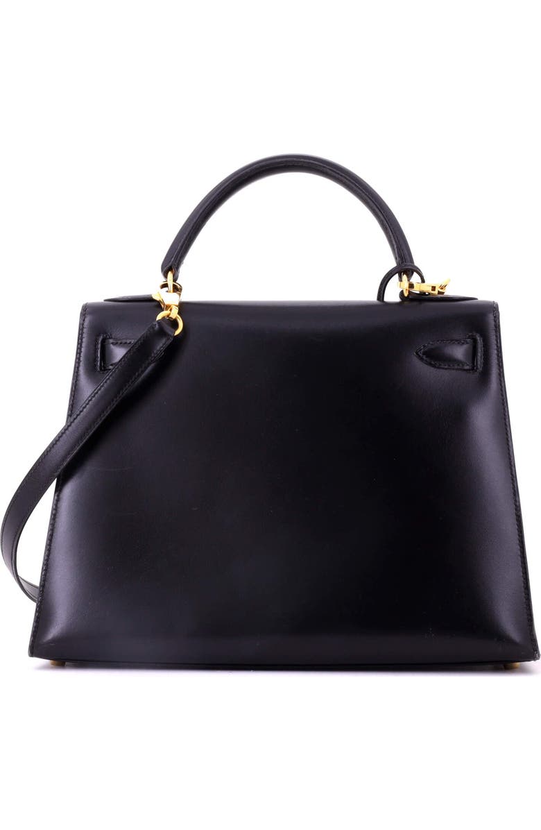 Pre-Owned Hermes Kelly Handbag Black Box Calf with Gold Hardware 28, Alternate, color, Noir