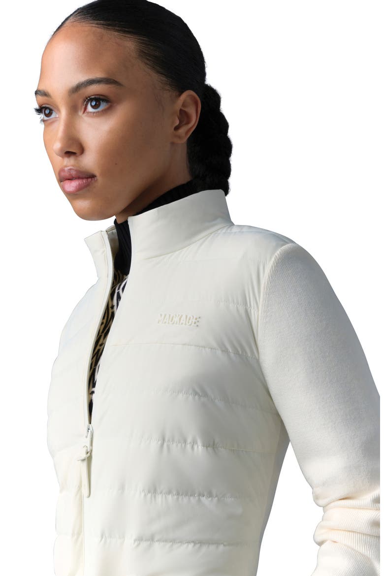 Laika Mixed Media Peplum Down Jacket, Alternate, color, CREAM