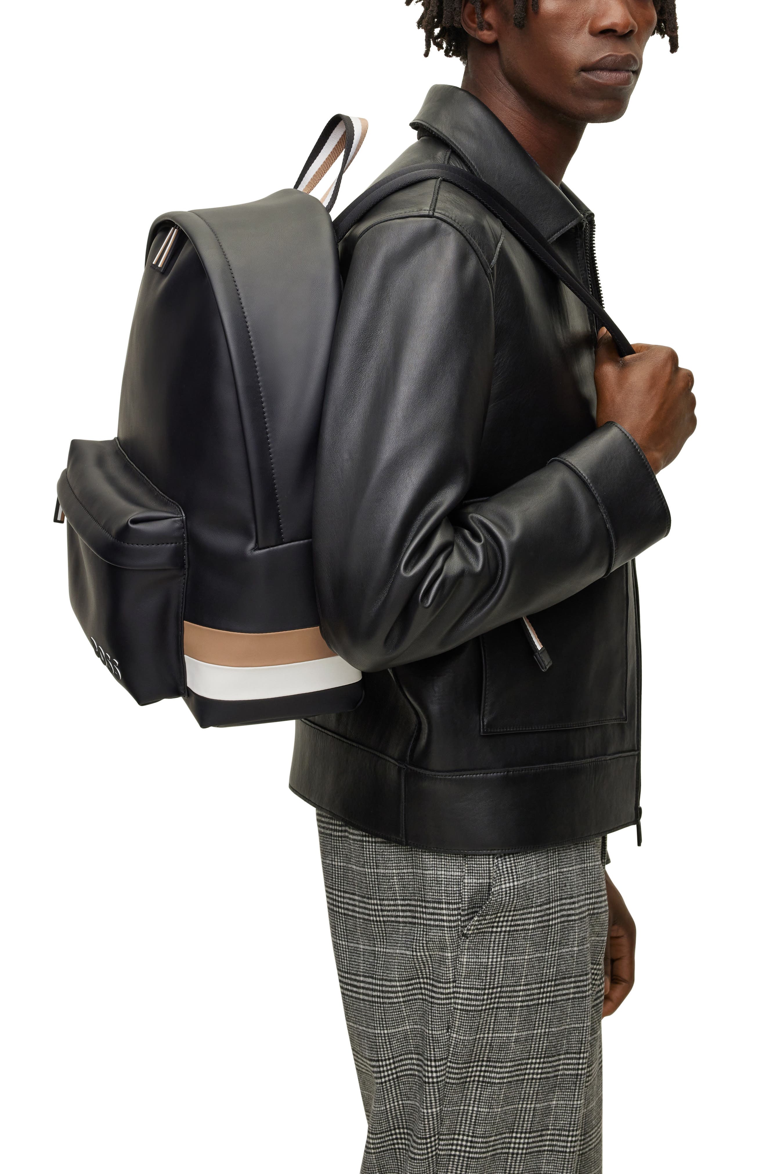 BOSS Byron Faux Leather Backpack, Alternate, color, 