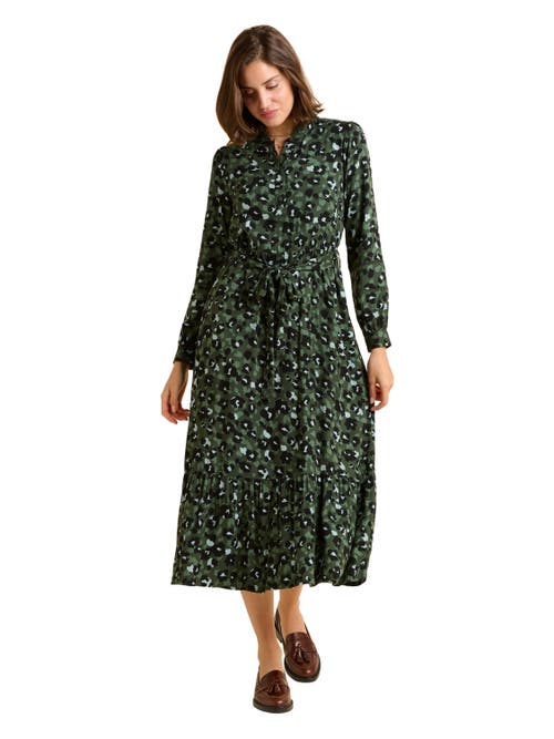 Brakeburn Luna Long Sleeve Button Midi Dress In Green