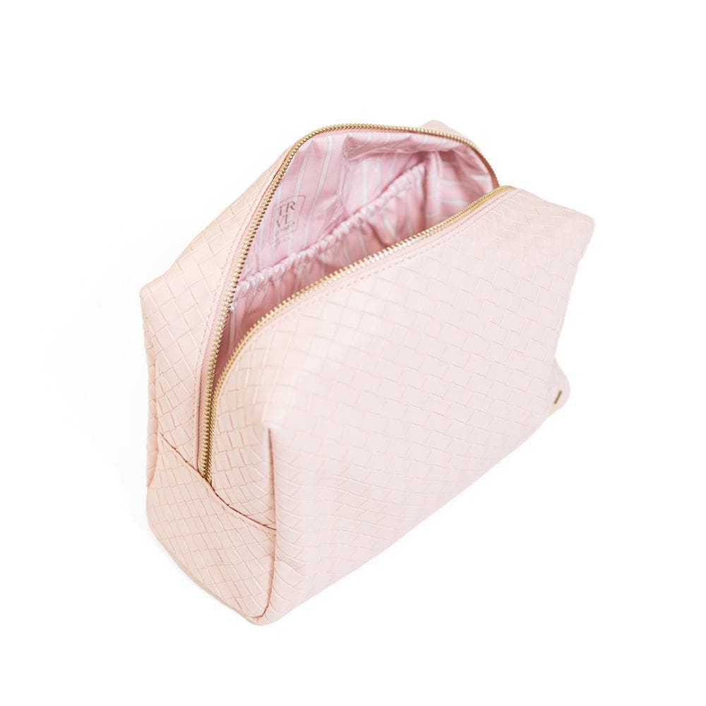 Woven Shell Cosmetic Bag, Alternate, color, Pink