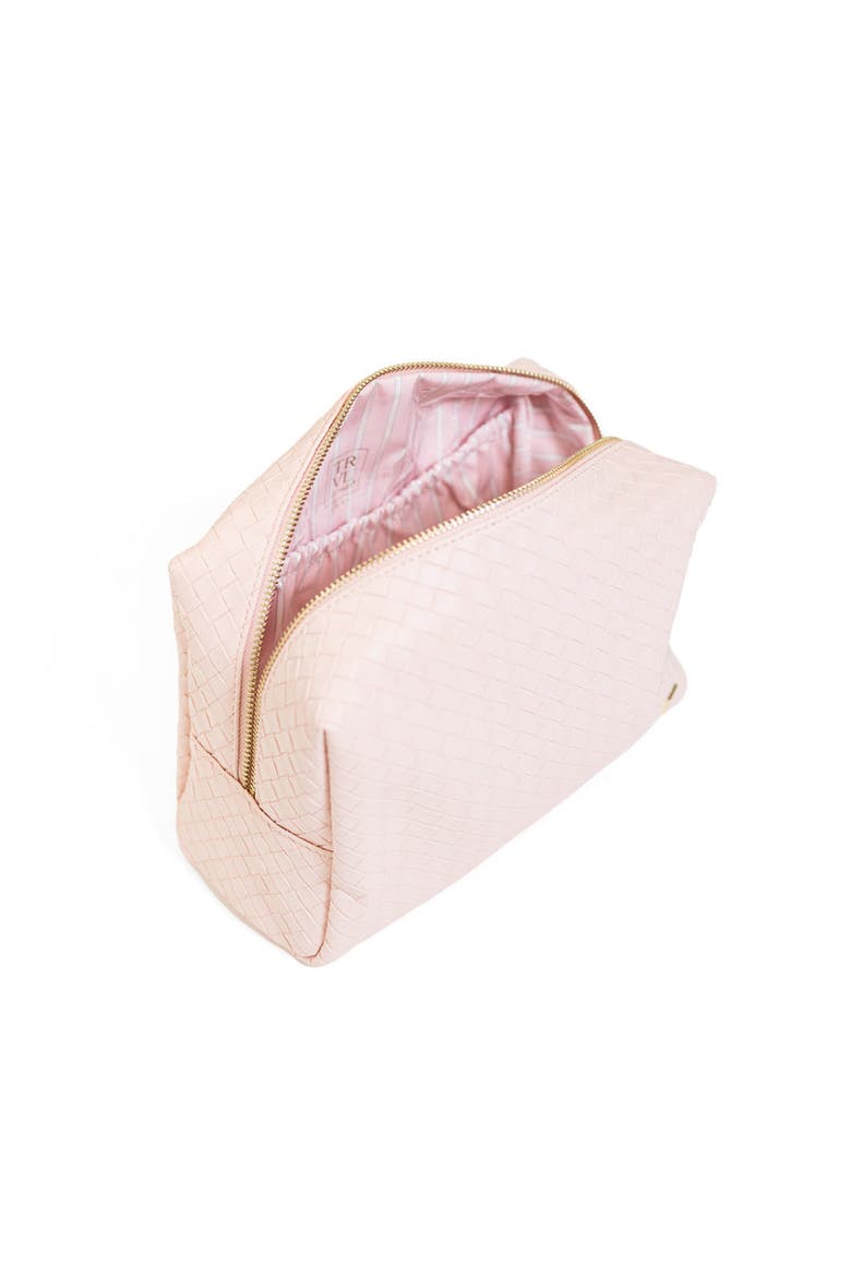 Woven Shell Cosmetic Bag, Alternate, color, Pink