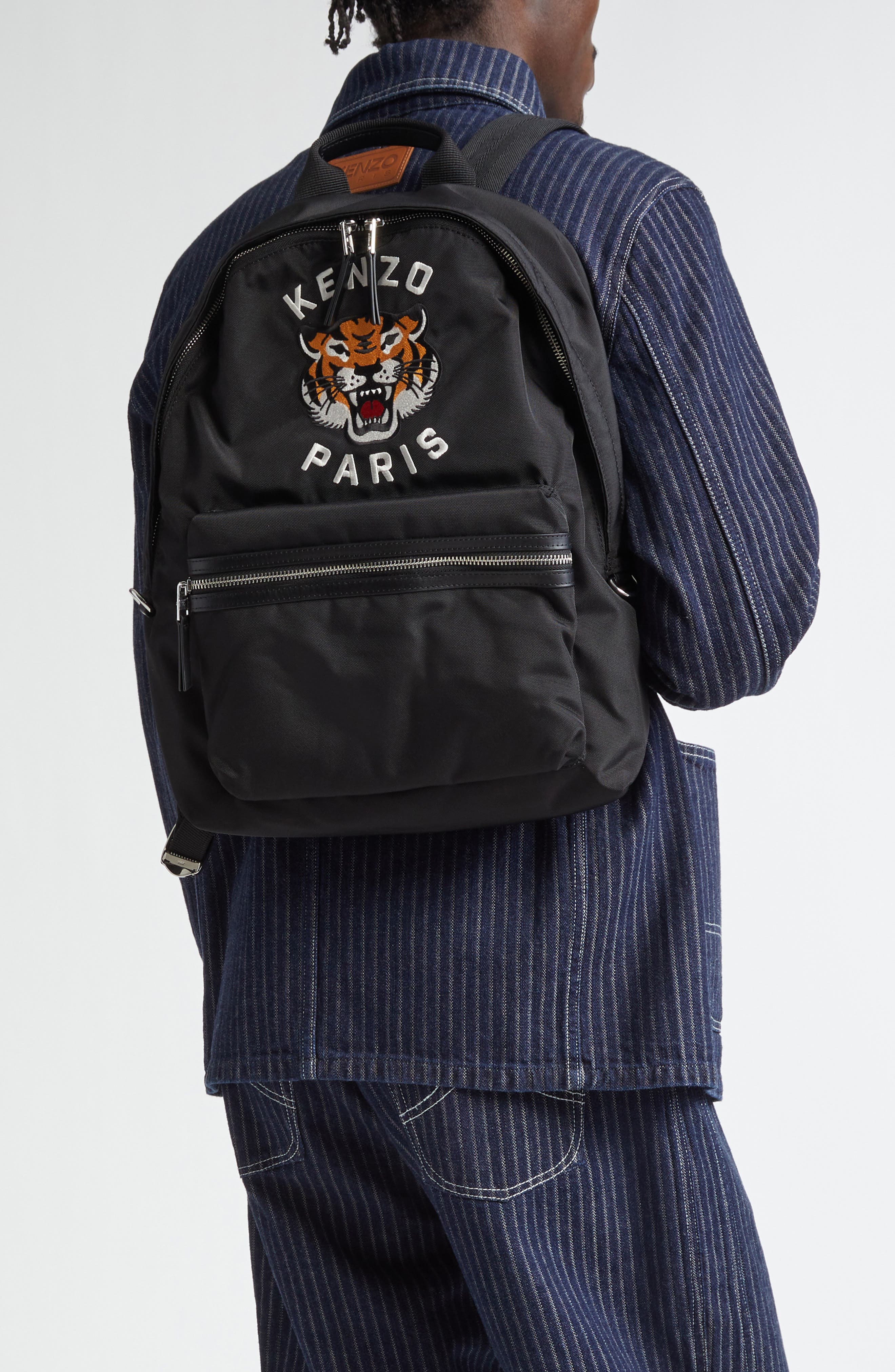 KENZO Embroidered Tiger Nylon Backpack, Alternate, color, 