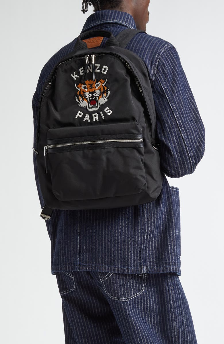 KENZO Embroidered Tiger Nylon Backpack, Alternate, color,