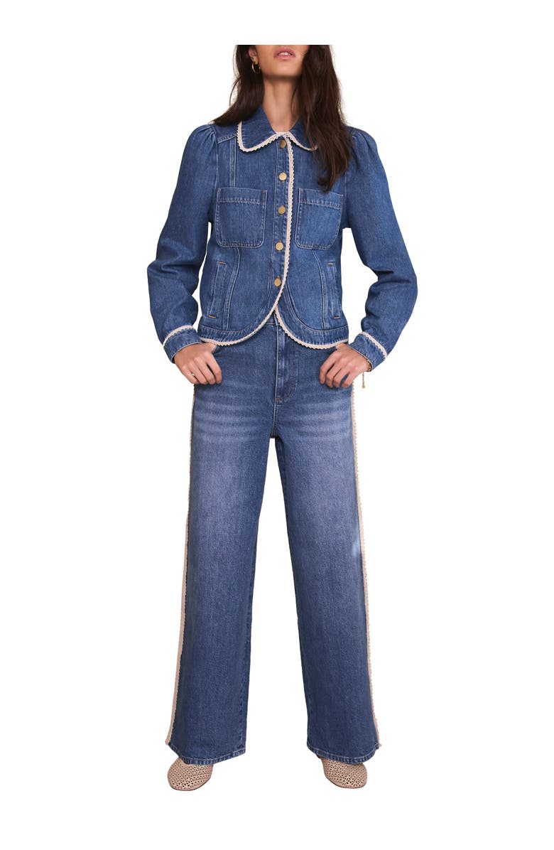 MINT VELVET Lace Trim Straight Jeans, Alternate, color, Blue