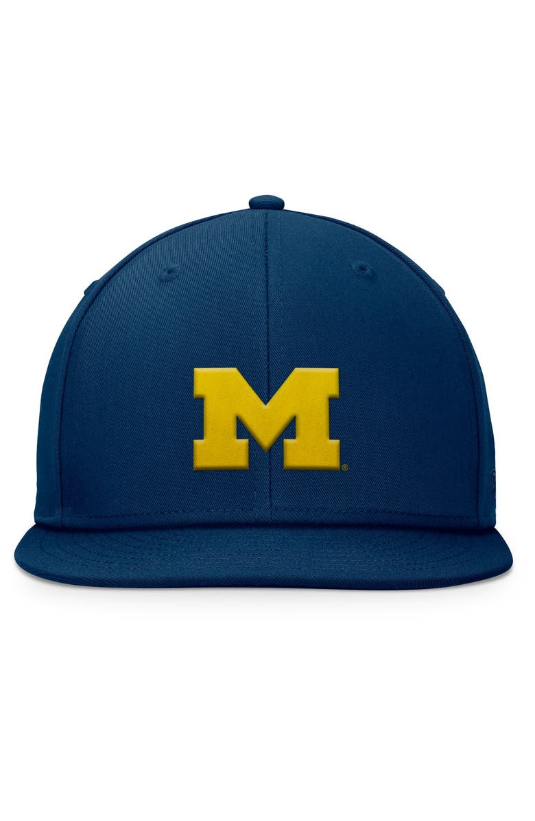 TOP OF THE WORLD Men's Top of the World Navy Michigan Wolverines Fundamental Snapback Hat, Alternate, color, Navy