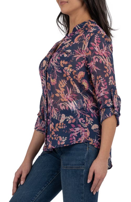 Kut From The Kloth Jasmine Chiffon Button-up Shirt In Blue