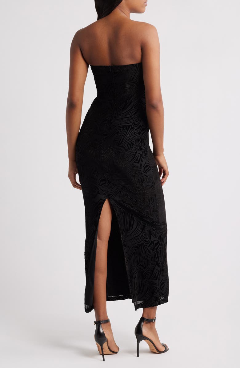 Rare London Strapless Burnout Mesh Maxi Dress, Alternate, color, Black