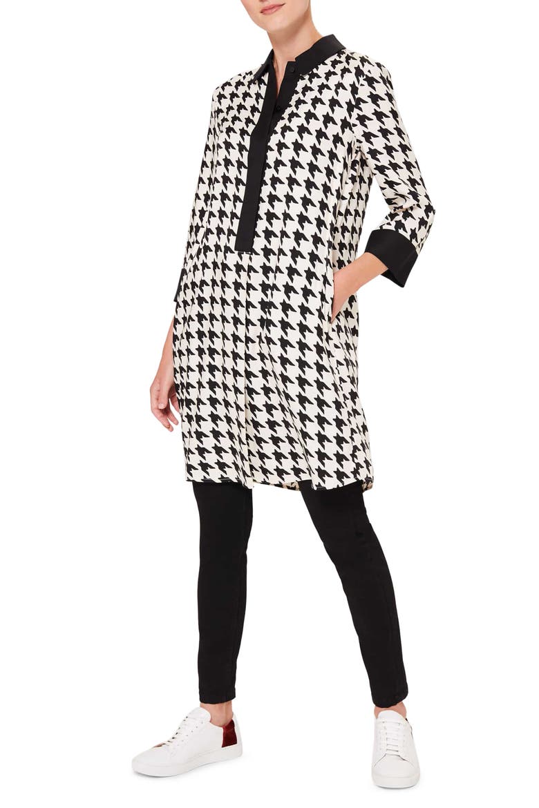 Aubery Houndstooth Check Shift Dress, Alternate, color, BUTTERMILK BLACK