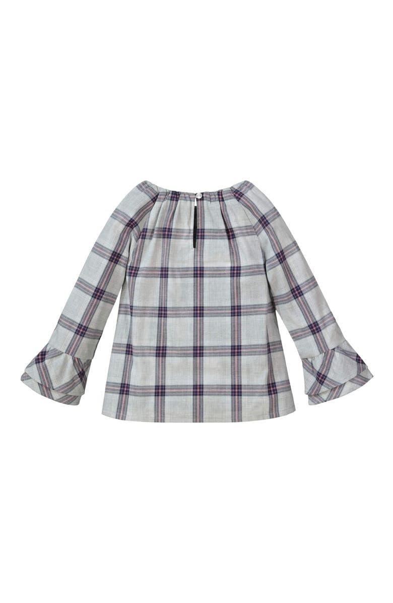 Hope & Henry Baby Girls' Ruffle Sleeve Top, Infant, Alternate, color, Gray Plaid