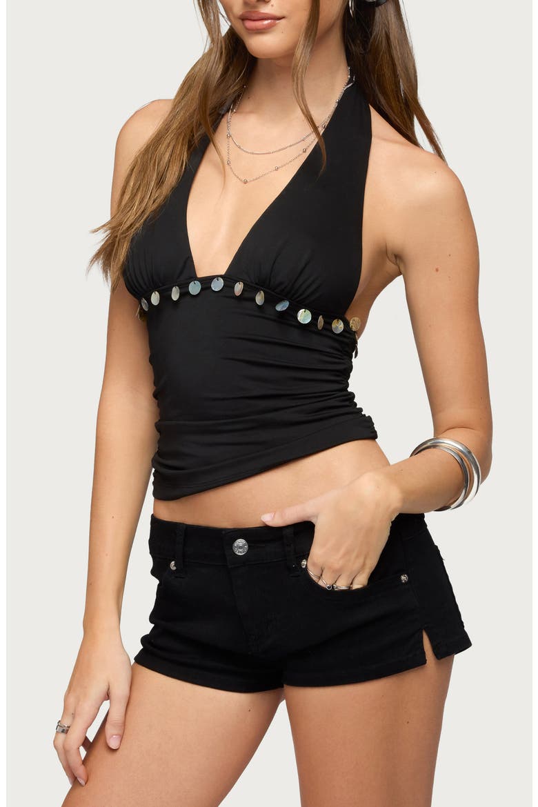 Ronya Halter Top, Alternate, color, BLACK