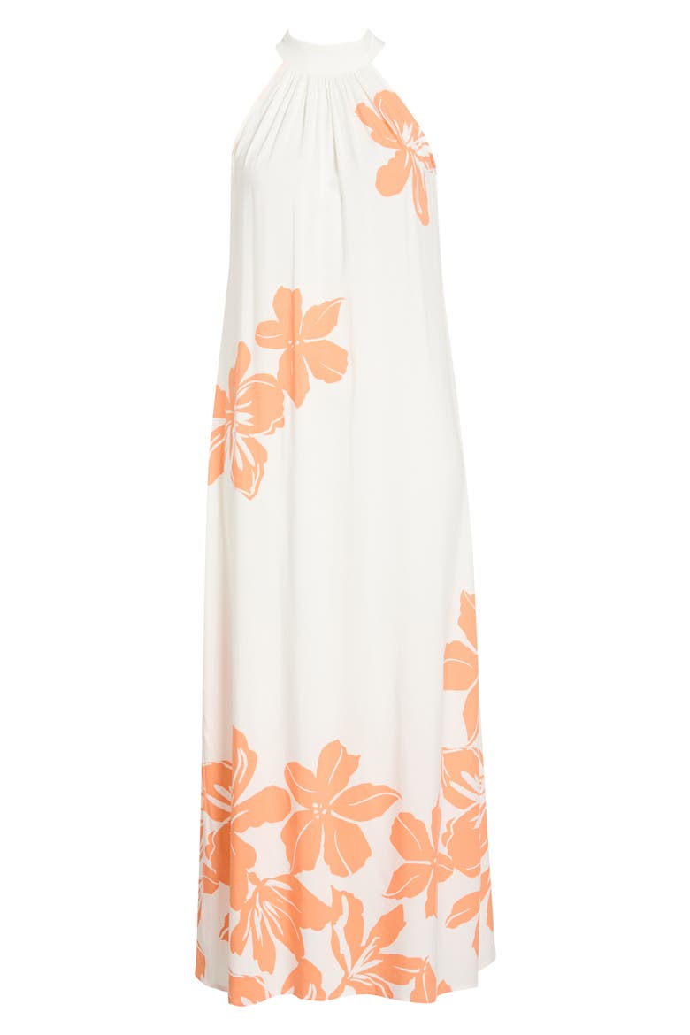 Mock Neck Trapeze Maxi Dress, Alternate, color, TANGERINE
