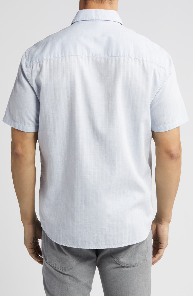 Robert Barakett Silvera Herringbone Slub Short Sleeve Button-Up Shirt, Alternate, color, Blue