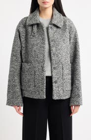 Eileen Fisher Marled Wool Blend Classic Collar Coat
