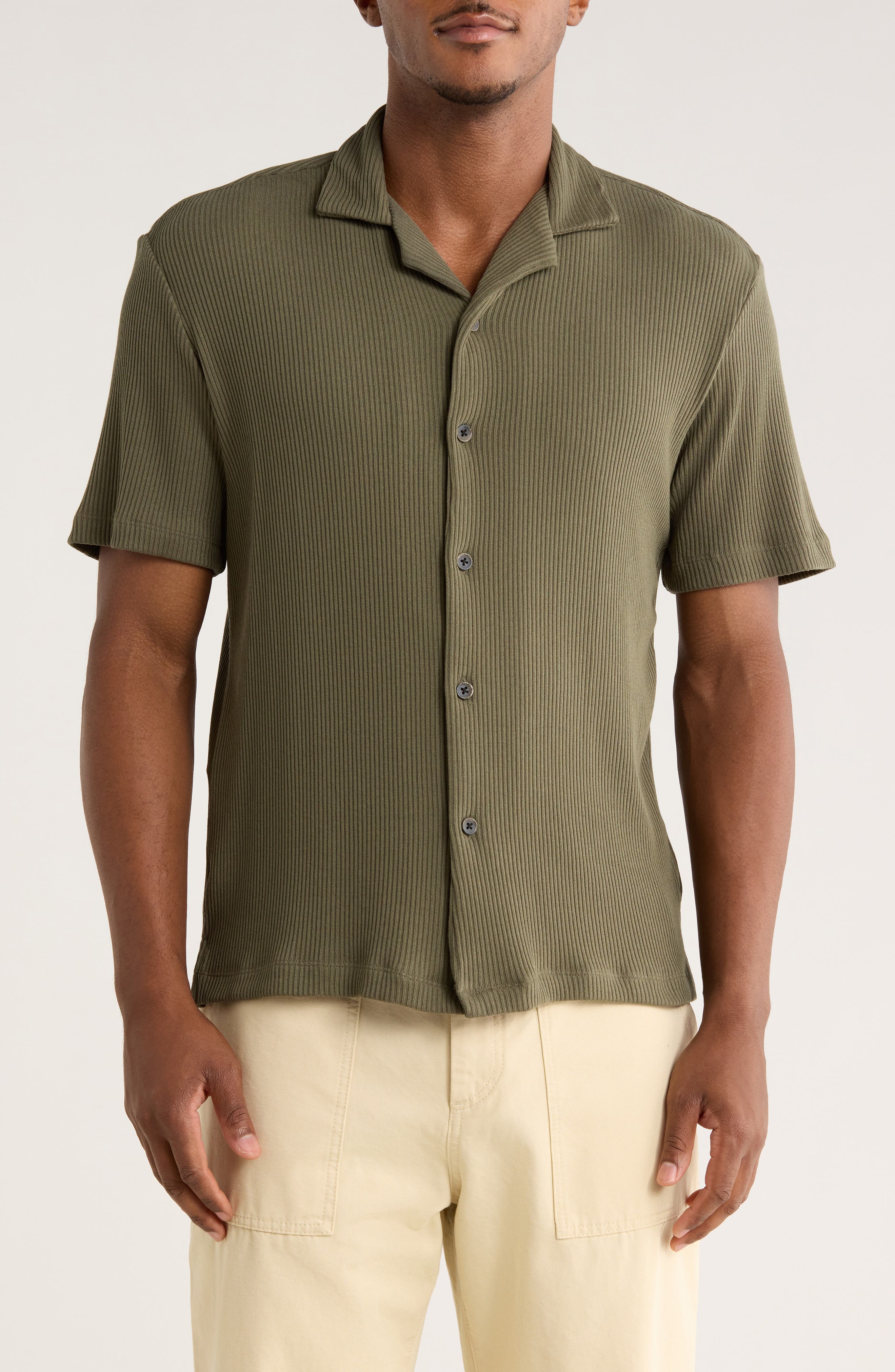 Cactus Man Vertical Stripe Knit Camp Shirt