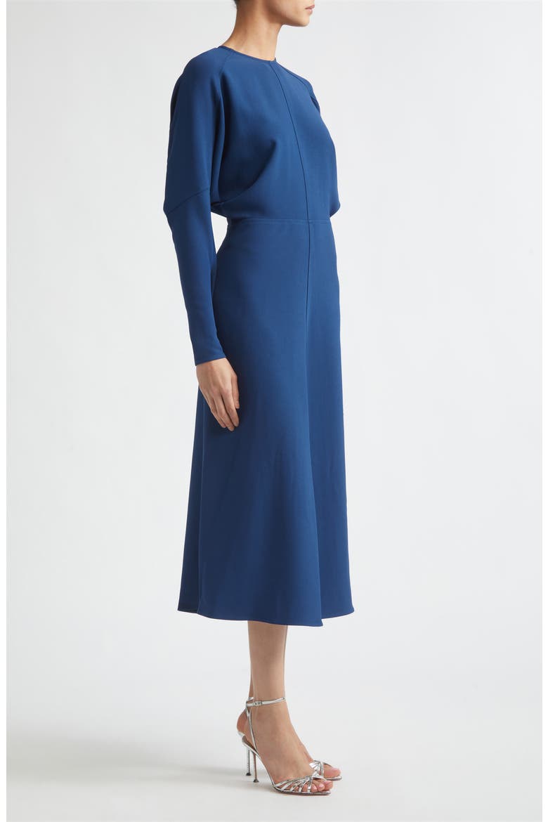 Dolman Long Sleeve Cady Midi Dress, Alternate, color, DARK OCEAN