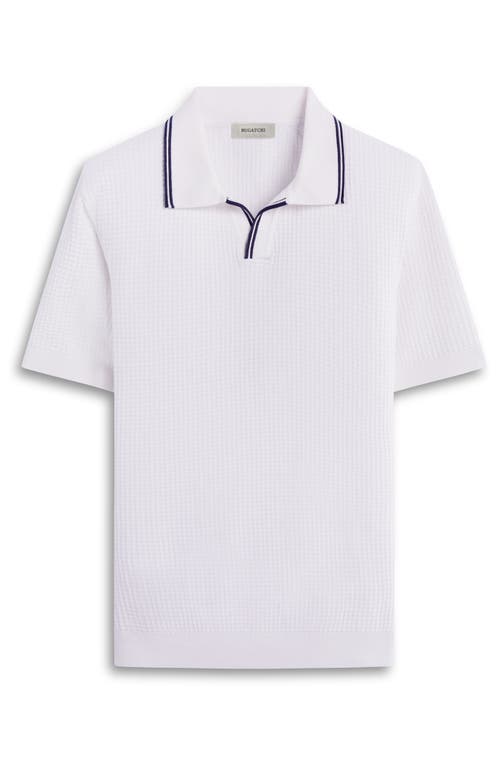 Bugatchi Tipped Johnny Collar Short Sleeve Sweater In Chalk