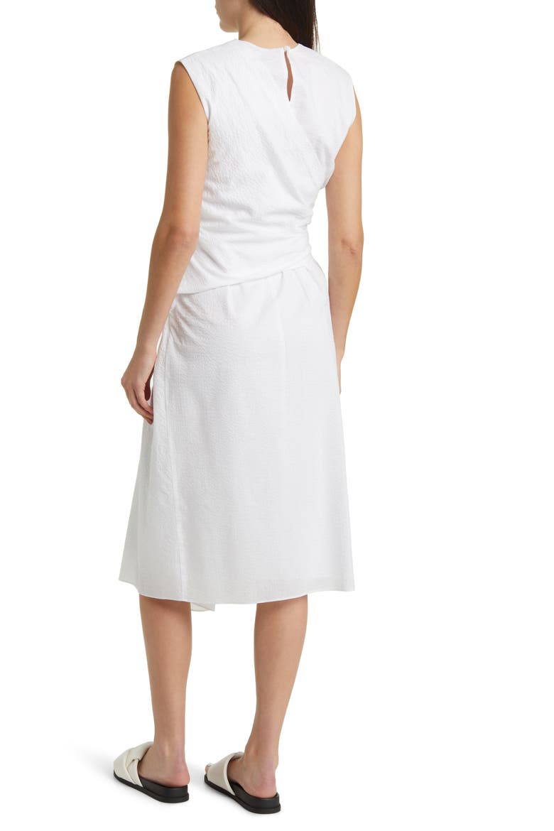 Ruched Sleeveless Cotton Midi Dress, Alternate, color, WHITE