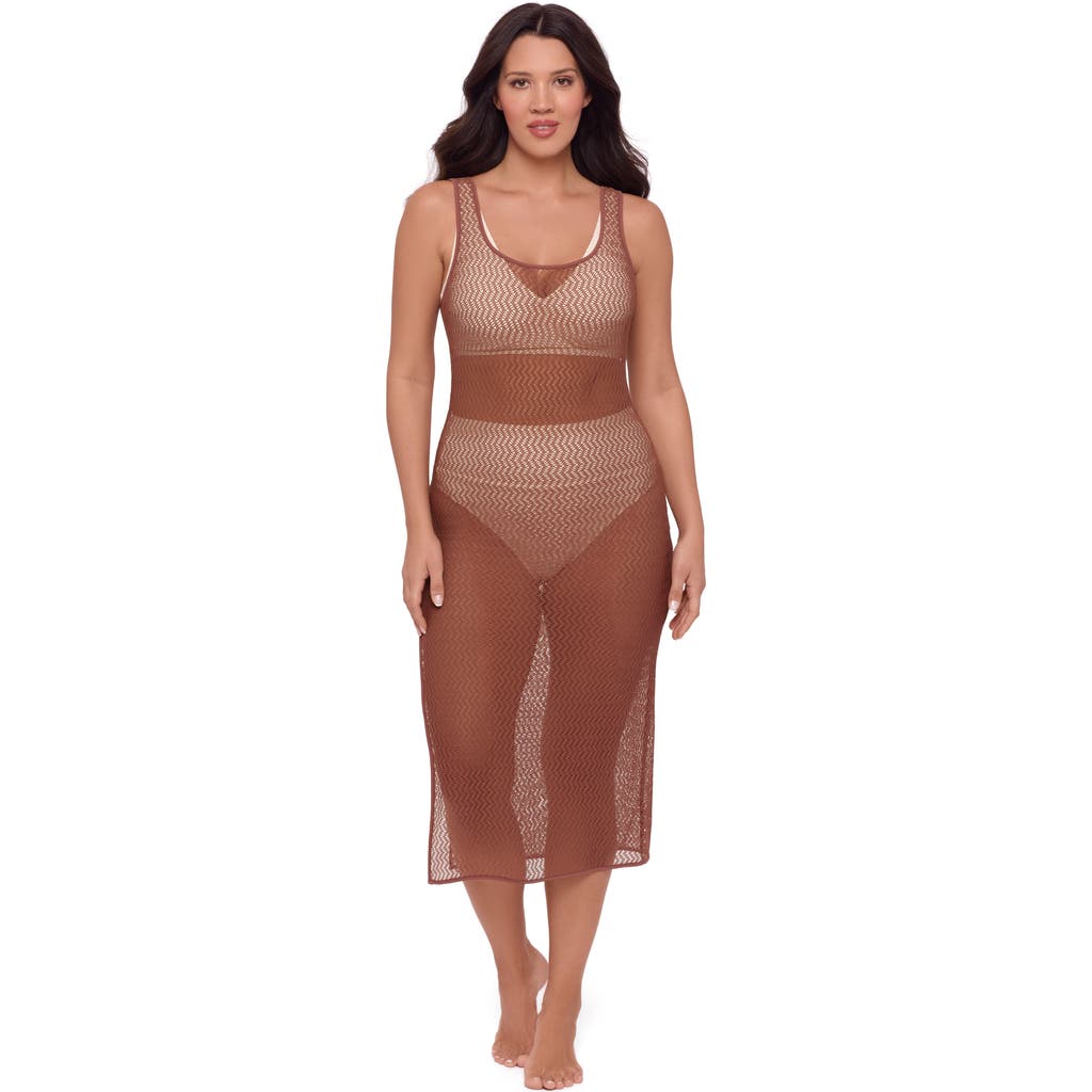 S3 Front Slit Crochet Coverup Dress In Multi