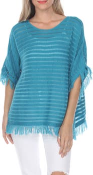 RAIN AND ROSE Fringe Short Sleeve Sweater