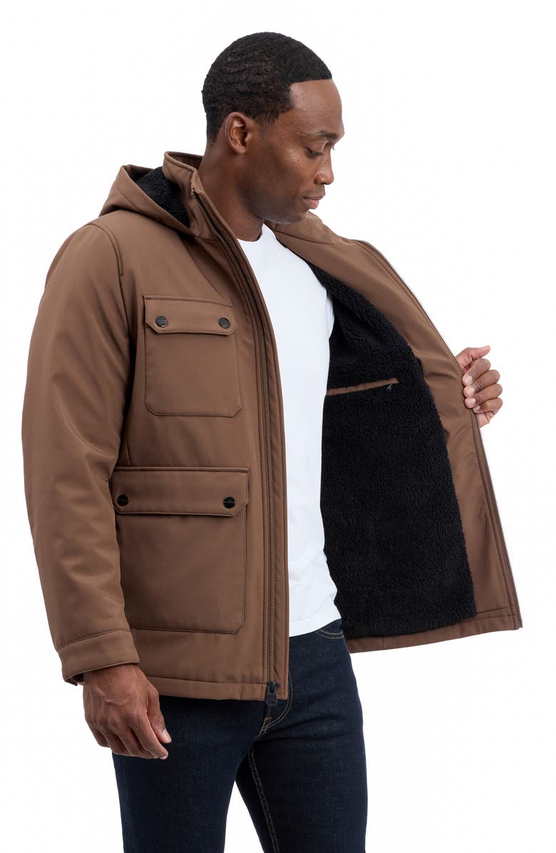 Michael Kors Moblown Hooded Coat, Alternate, color, Mocha