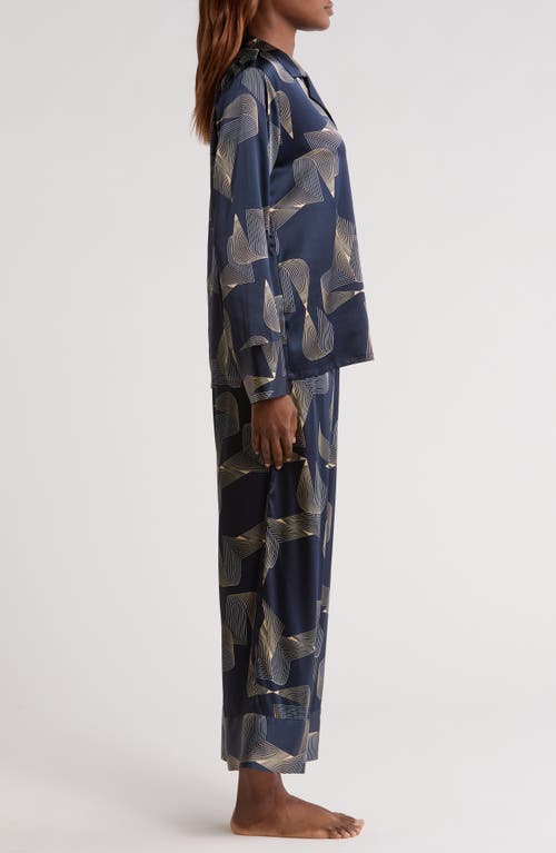 Nordstrom Tailored Stretch Silk Pajamas In Blue