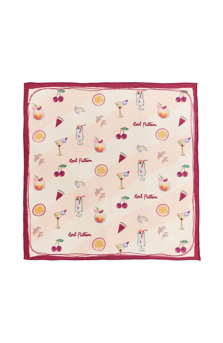 Lost Pattern NYC "Happy Hour" Silk Bandana, Main, color, Martini Pink
