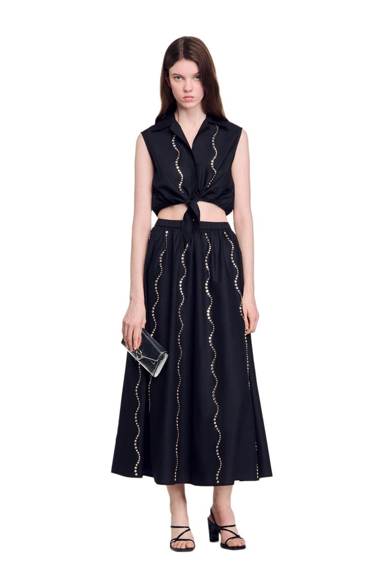 SANDRO Long rhinestone skirt, Alternate, color, 