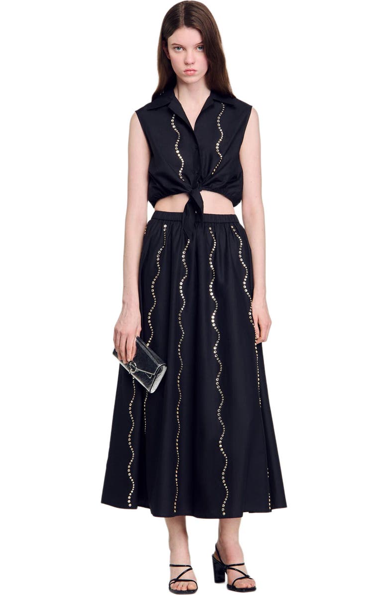 SANDRO Yza Pocket clutch bag, Alternate, color, Silver