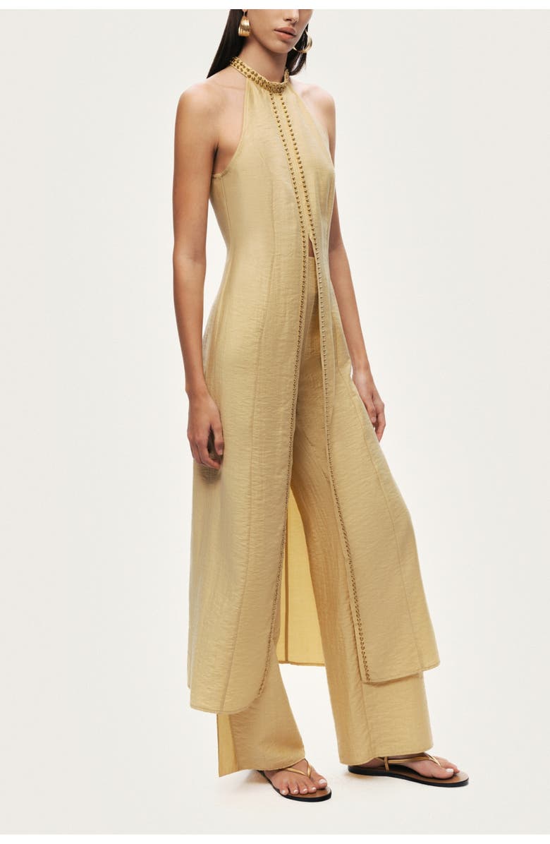 Nocturne Studded Halter Neck Tunic, Alternate, color, Yellow