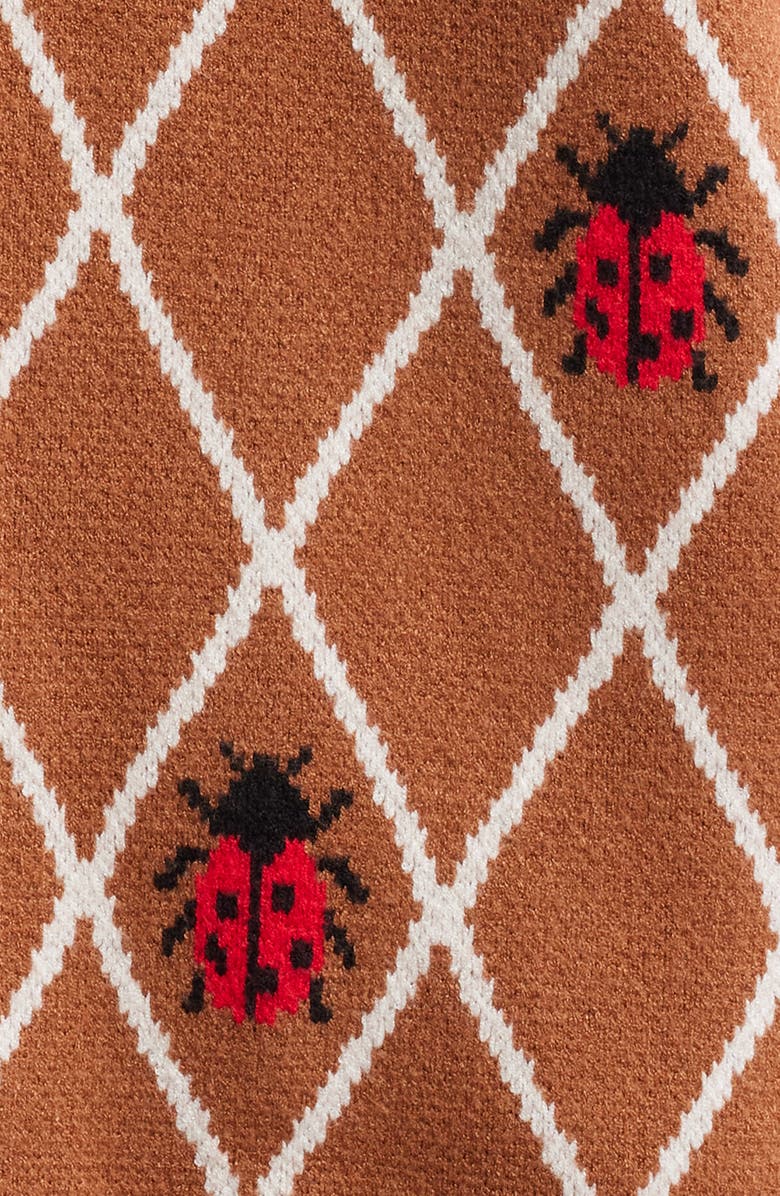 Dressed in Lala Ladybug Letterman Cardigan, Alternate, color, Brown/Red