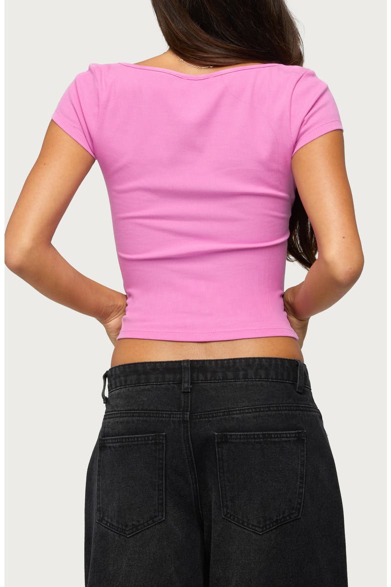 Jeanna Notched Scoop Neck T-Shirt, Alternate, color, PINK